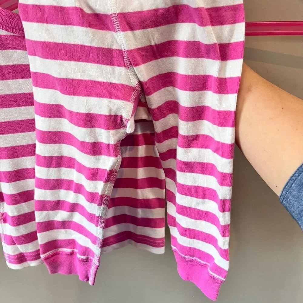 Hanna Andersson‎ Pink Striped Long John Pajama Set- Size 18-24m